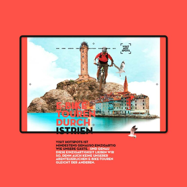 Webdesign VisitHotSpots – E-Biken Istrien Website, Schöpferei